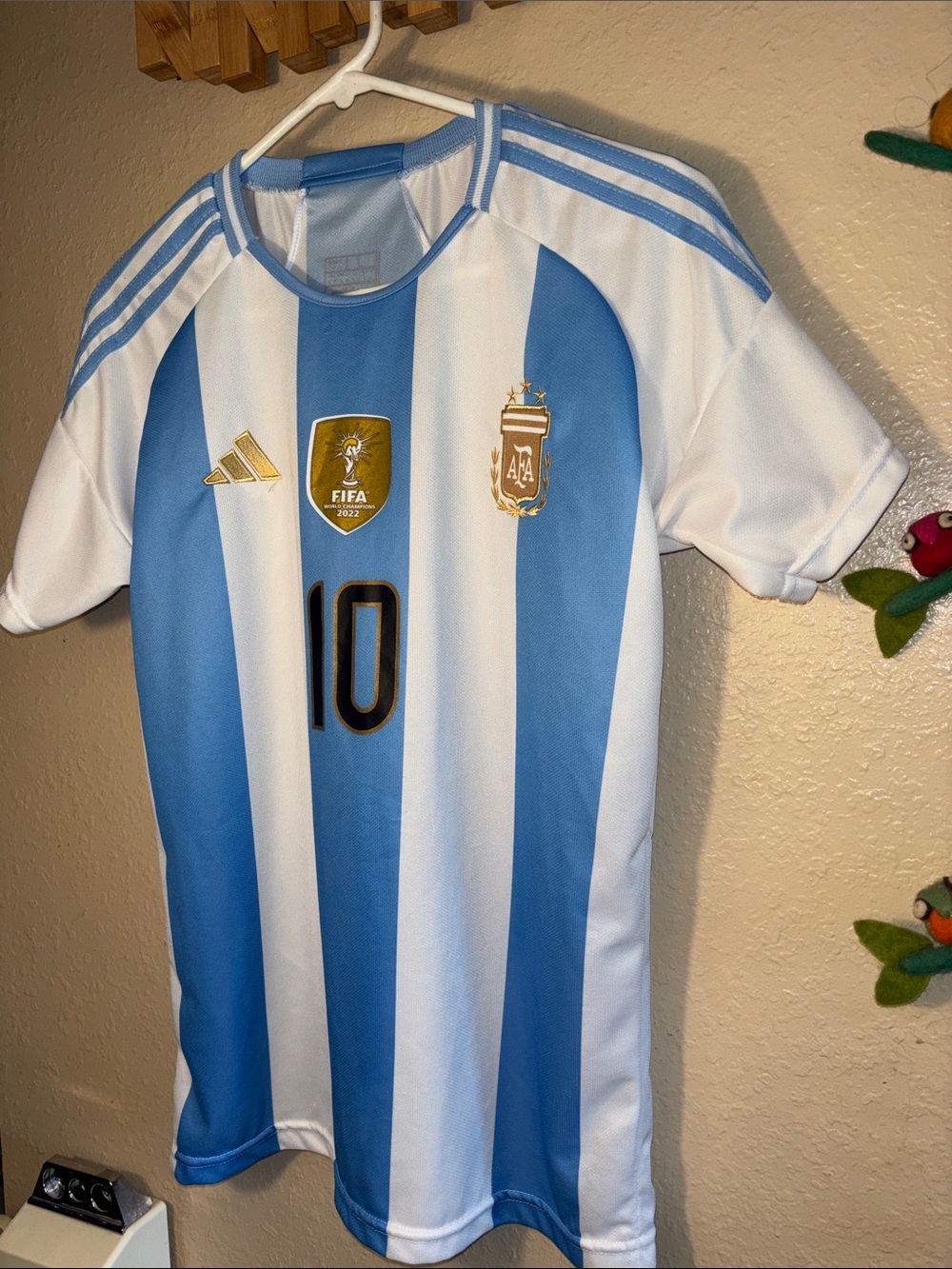 EUC MESSI #10 Argentina 2024 Home Jersey features a striking gold FIFA